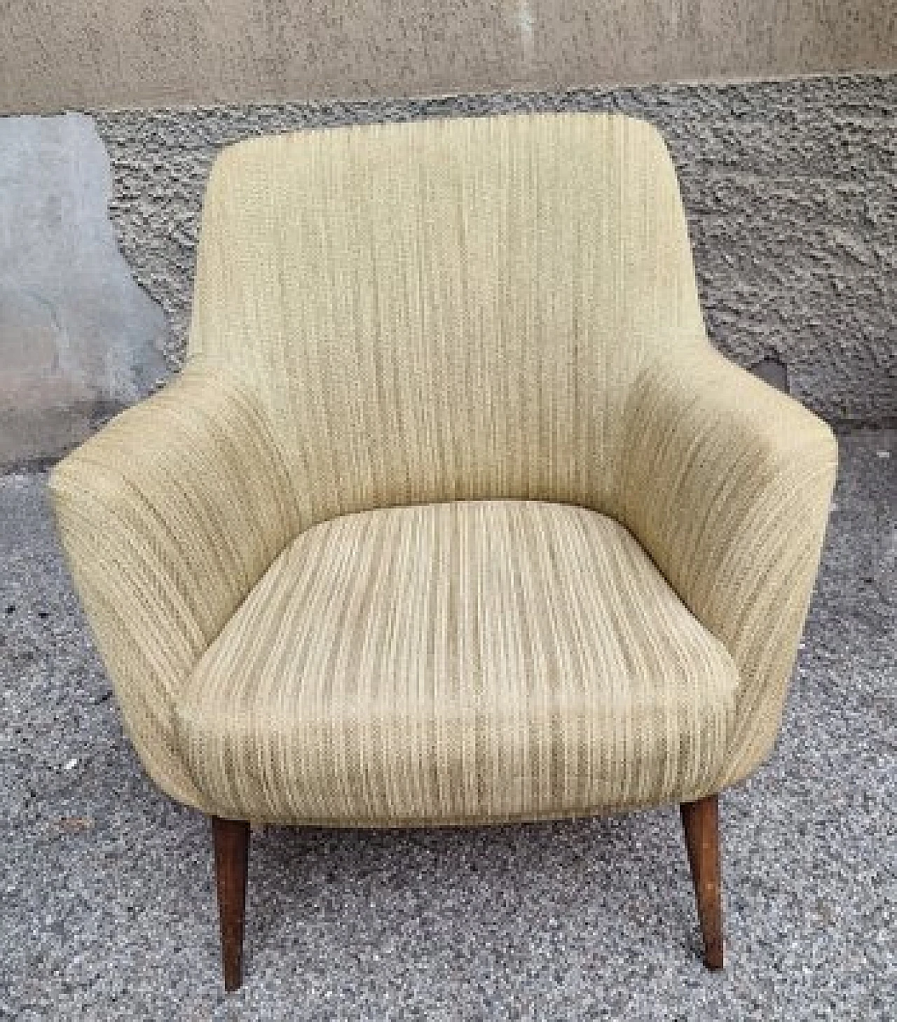 Poltrona 1101 in tessuto khaki di Nino Zoncada per Cassina, anni '50 1