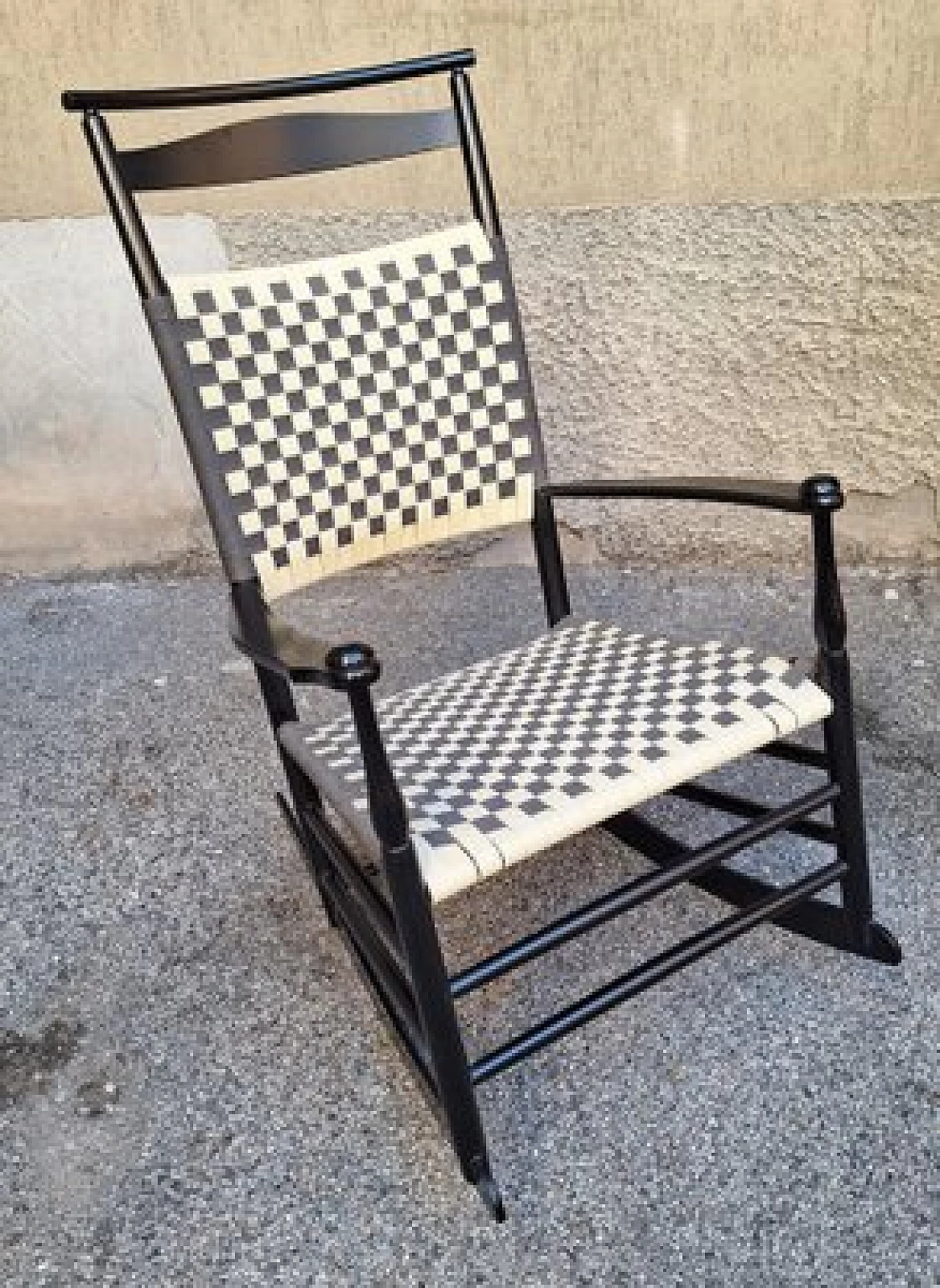 Shakers rocking chair in black & white wood by ICF De Padova, 1980s 1
