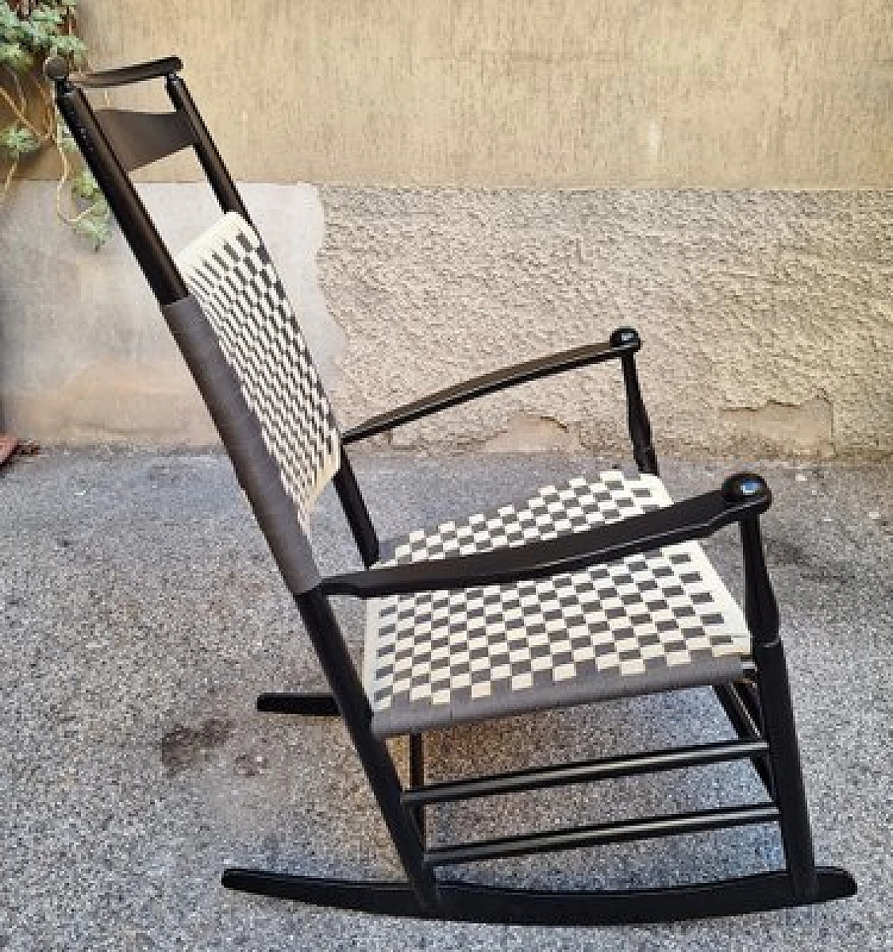 Shakers rocking chair in black & white wood by ICF De Padova, 1980s 4