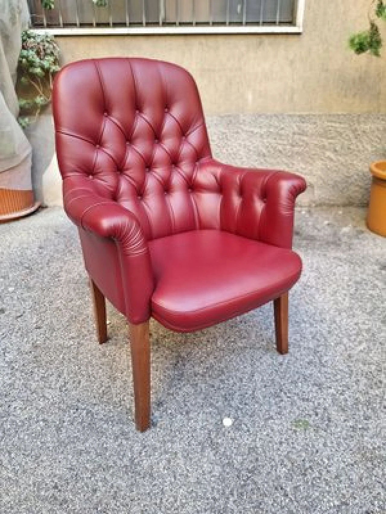 Poltrona Oxford Visitor in pelle bordeaux di Poltrona Frau, anni '80 2