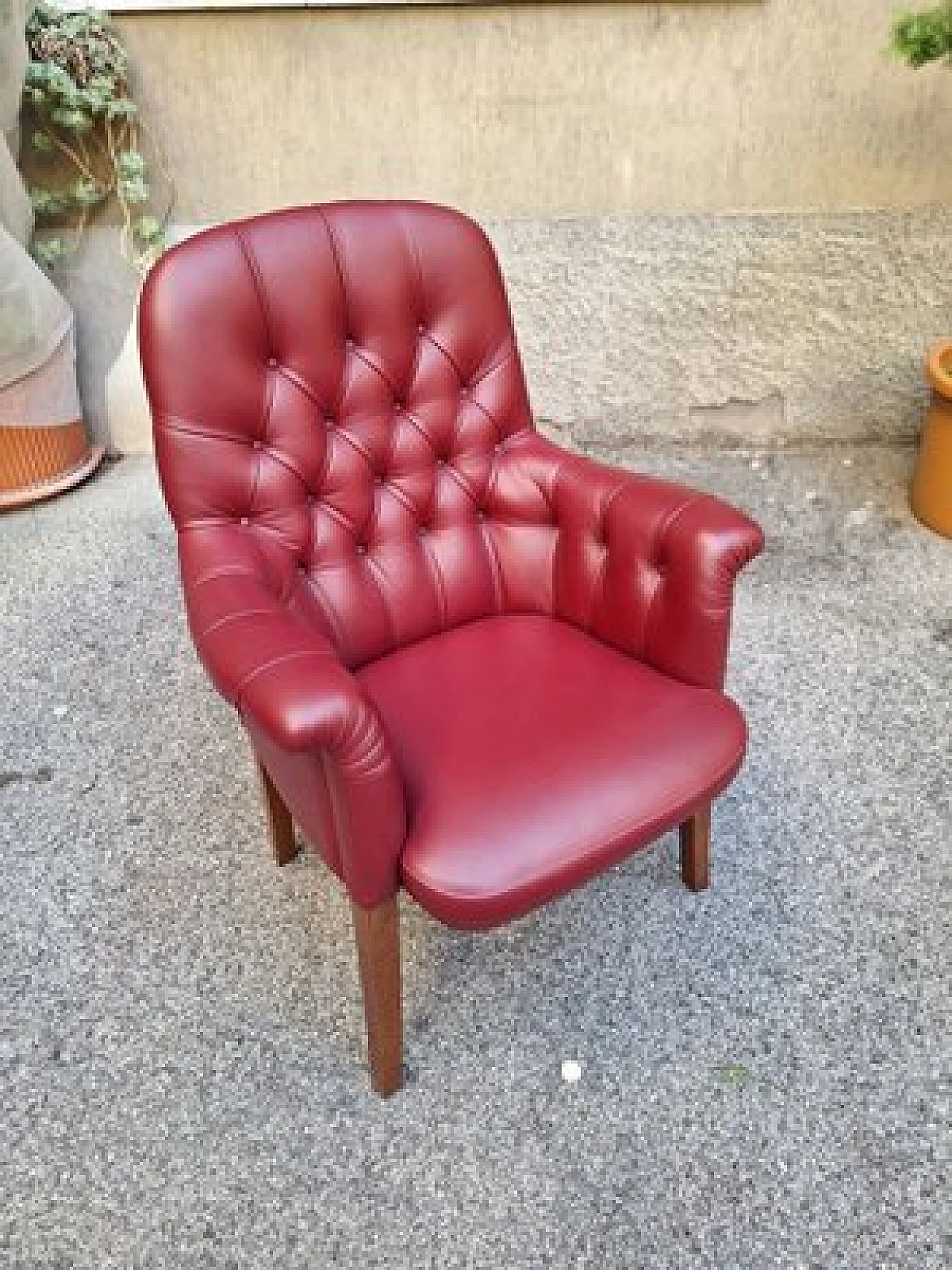 Poltrona Oxford Visitor in pelle bordeaux di Poltrona Frau, anni '80 7