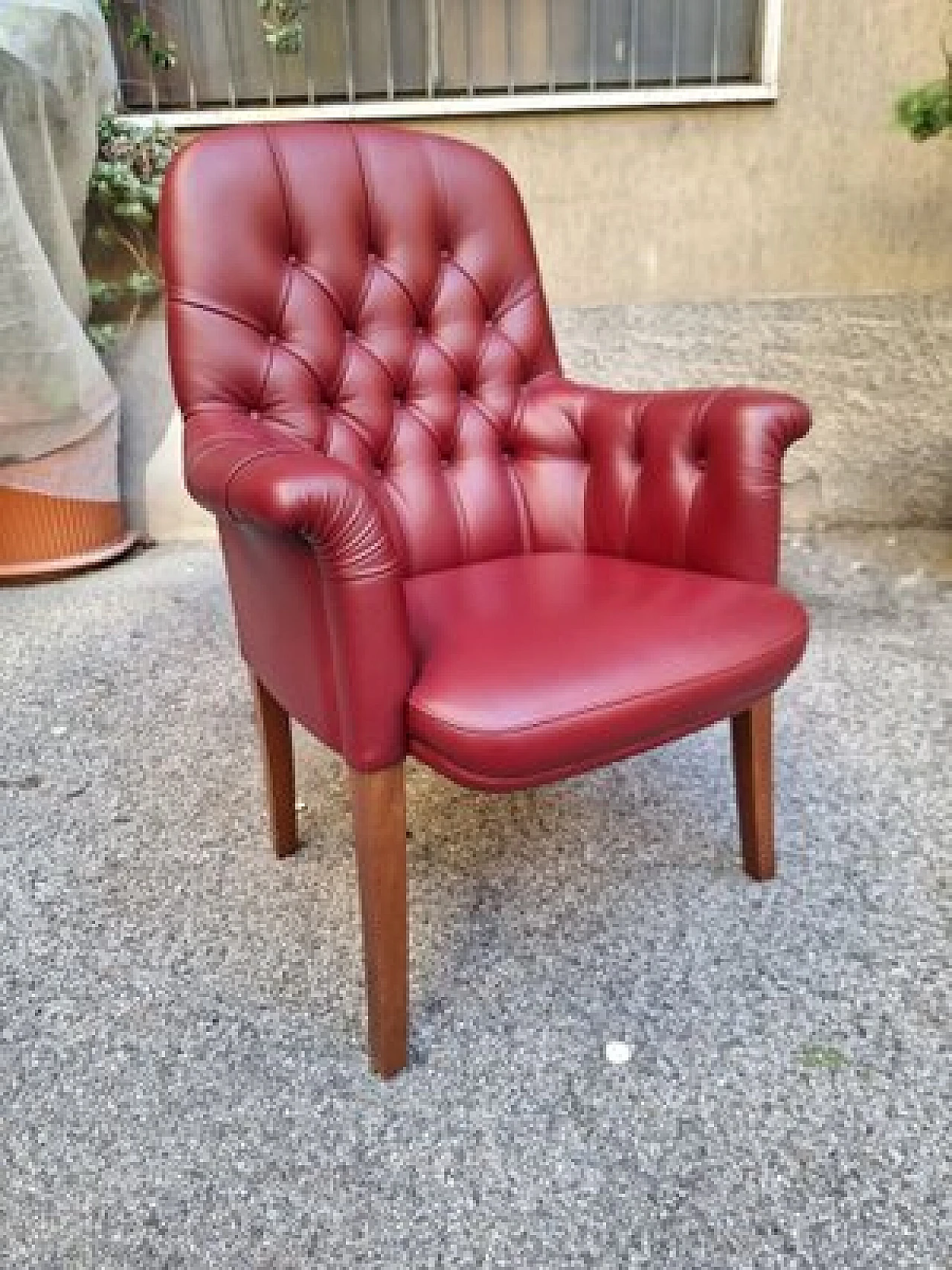 Poltrona Oxford Visitor in pelle bordeaux di Poltrona Frau, anni '80 10