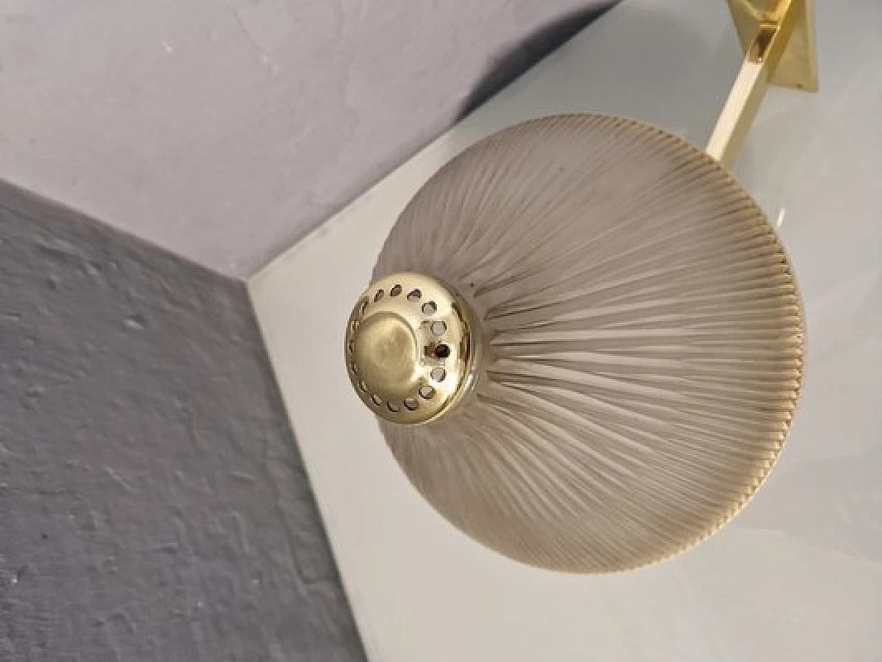 Pair of wall sconces in glass & brass by BBPR for Artemide, 1960s 10