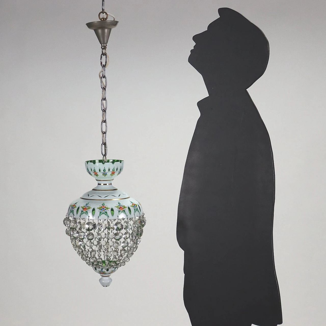 Bohemian glass chandelier with coloured inserts 2