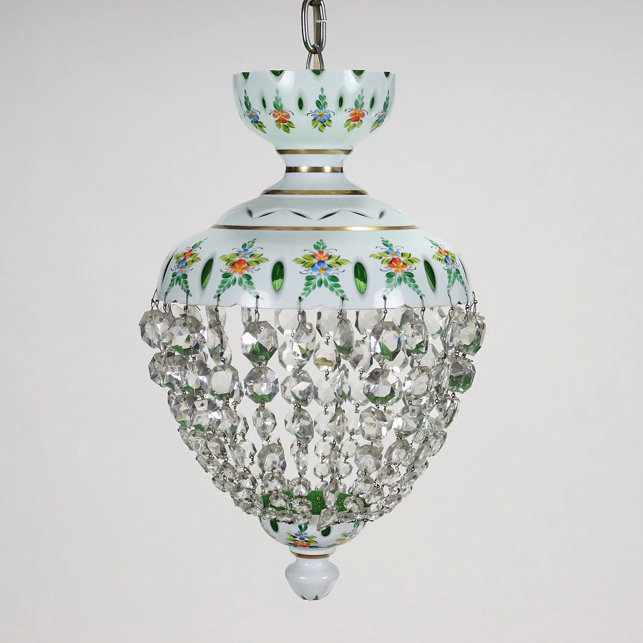 Bohemian glass chandelier with coloured inserts 3