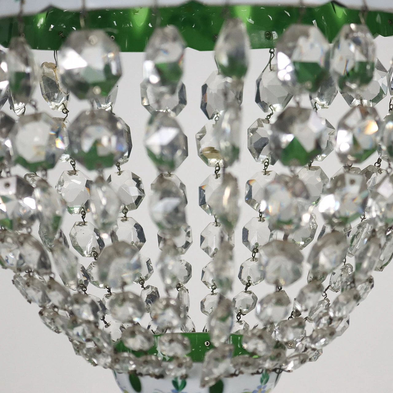 Bohemian glass chandelier with coloured inserts 6