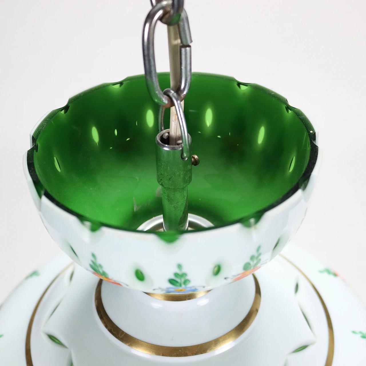 Bohemian glass chandelier with coloured inserts 7