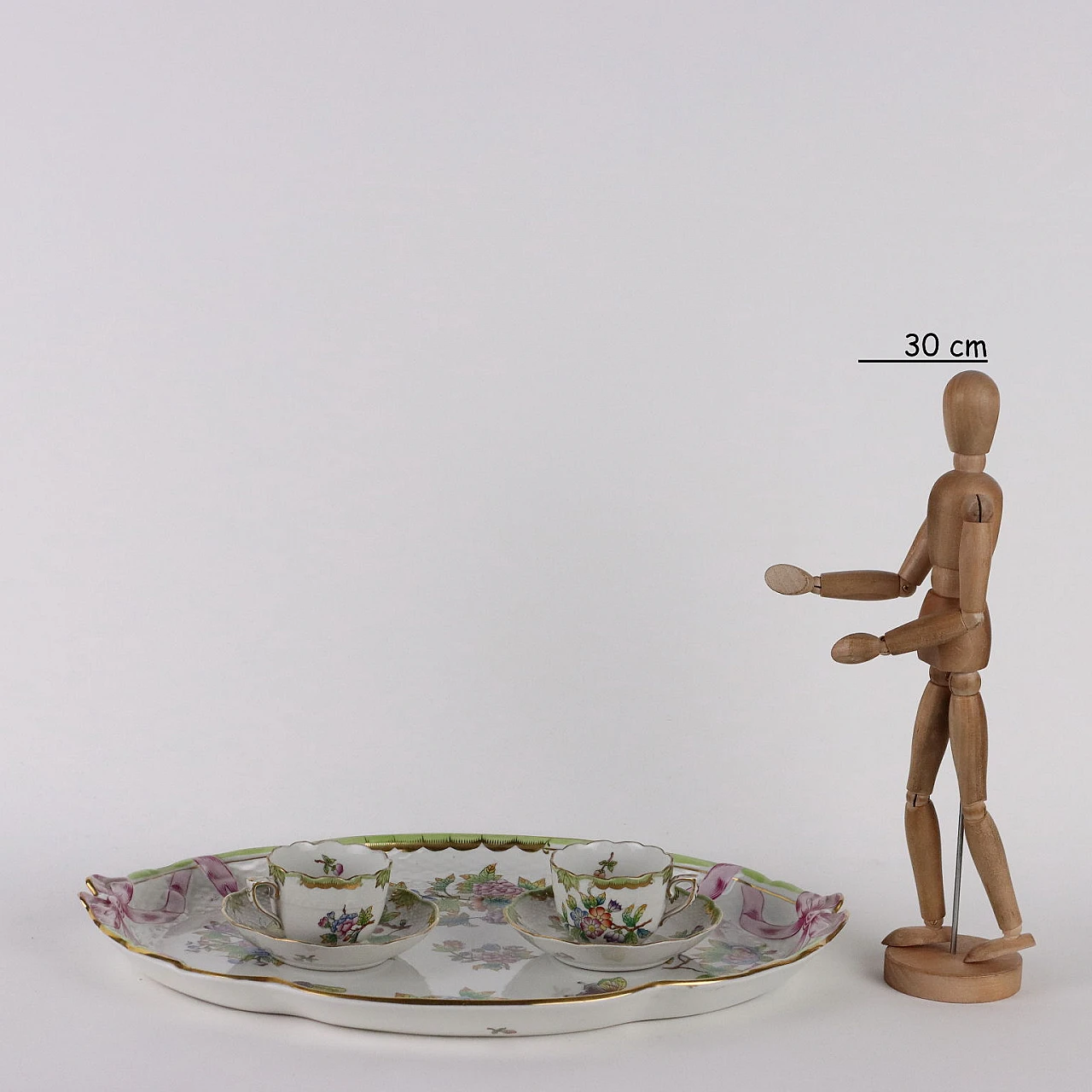 Pair of porcelain cups and tray by Herend Hungary, 1970s 2