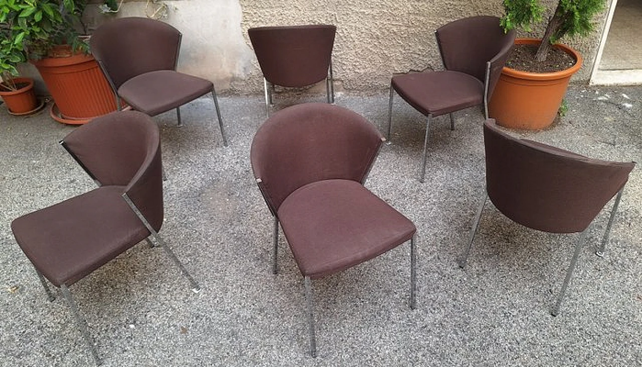 6 Sedie impilabili in metallo e tessuto di Calligaris 1