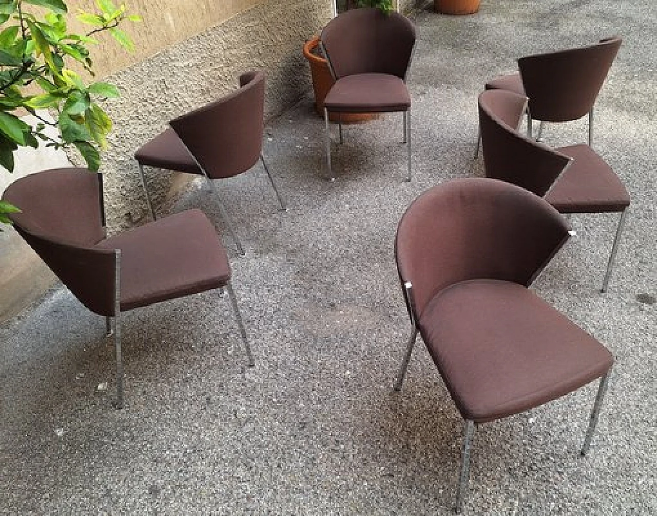 6 Sedie impilabili in metallo e tessuto di Calligaris 2