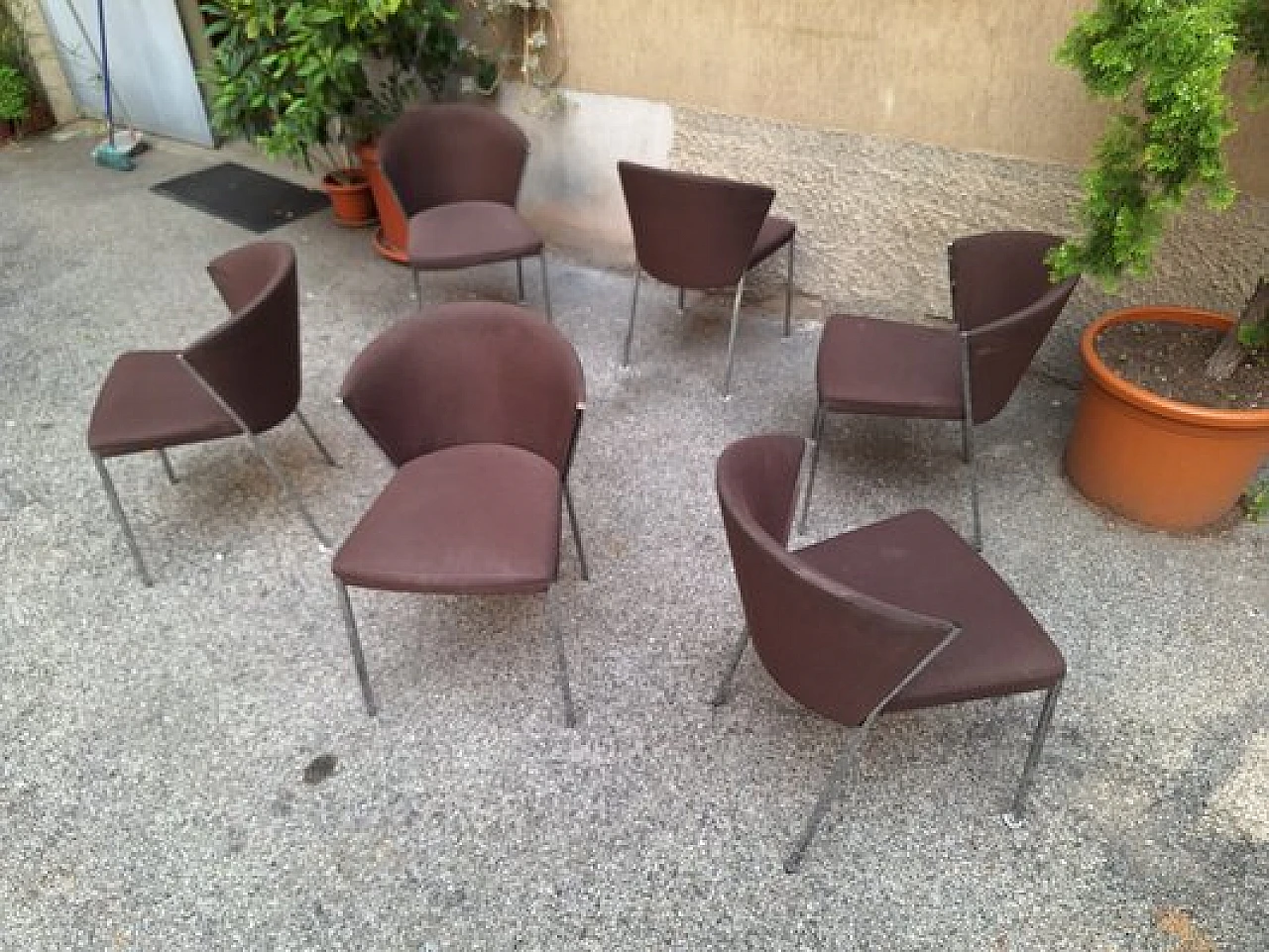 6 Sedie impilabili in metallo e tessuto di Calligaris 3