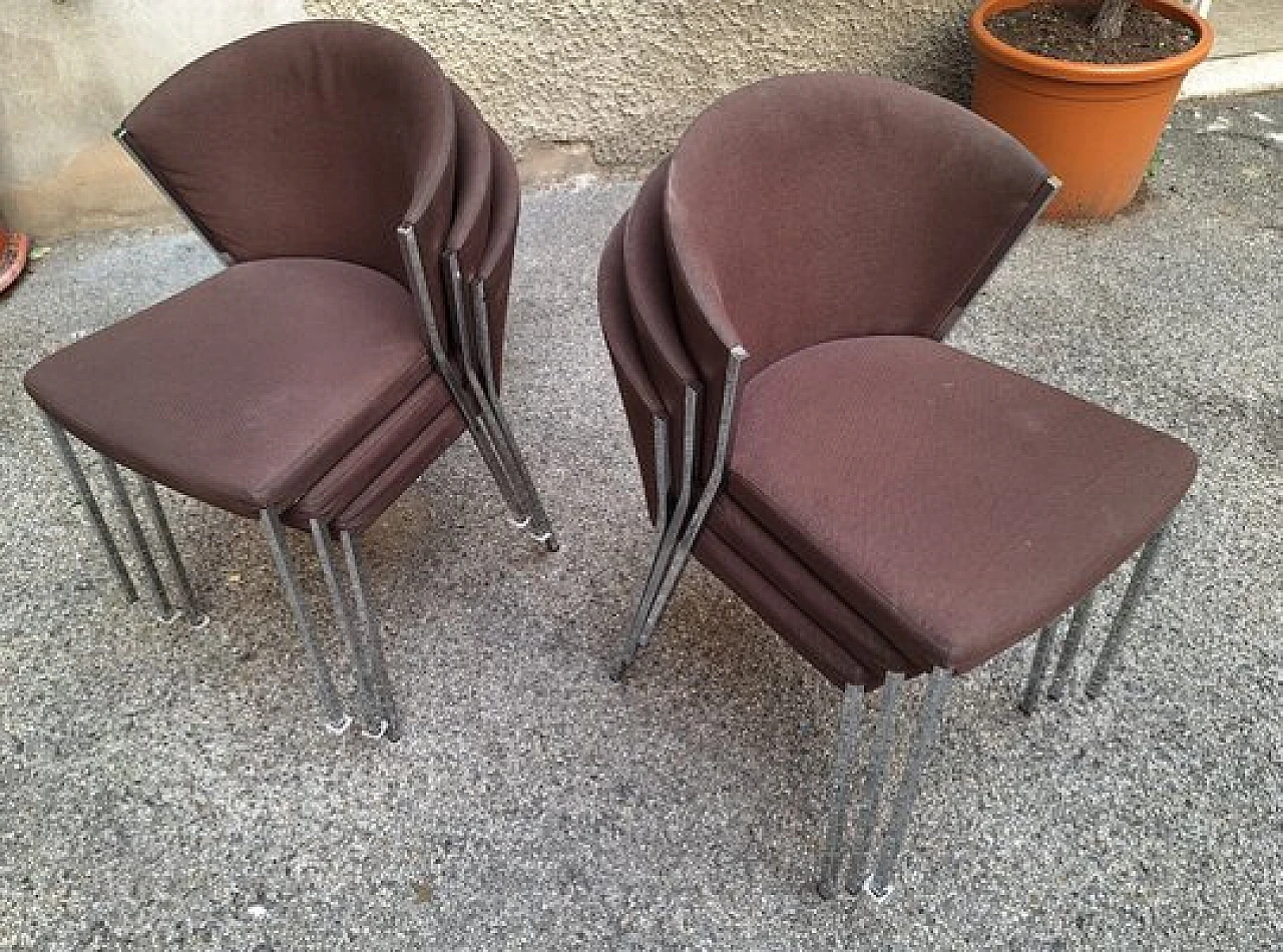 6 Sedie impilabili in metallo e tessuto di Calligaris 5