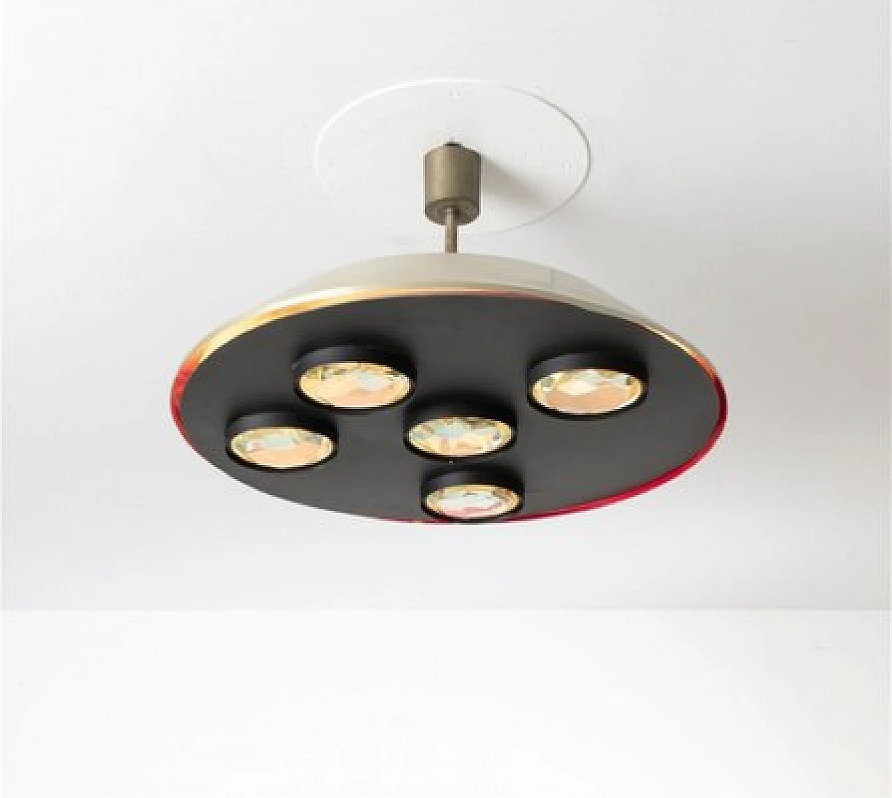 Chandelier 2132 with 5 lenses by Max Ingrand for Fontana Arte, 1960s 1