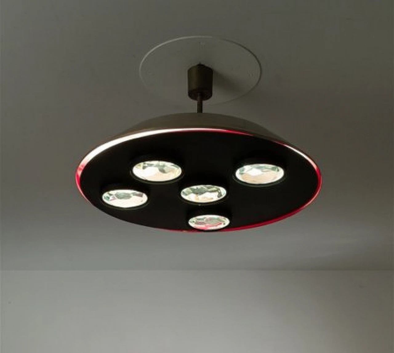 Chandelier 2132 with 5 lenses by Max Ingrand for Fontana Arte, 1960s 2