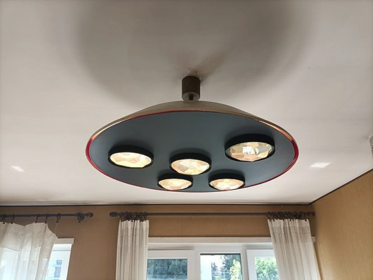 Chandelier 2132 with 5 lenses by Max Ingrand for Fontana Arte, 1960s 6