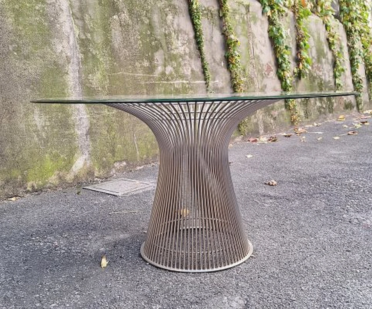 Round table in glass & iron by Warren Platner for Knoll, 1970s 1