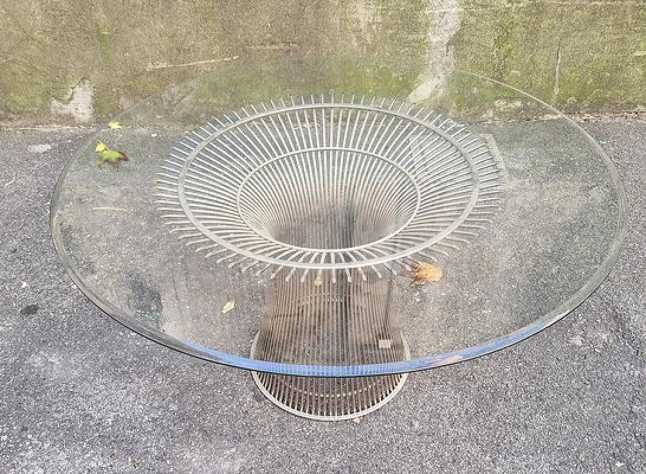 Round table in glass & iron by Warren Platner for Knoll, 1970s 2