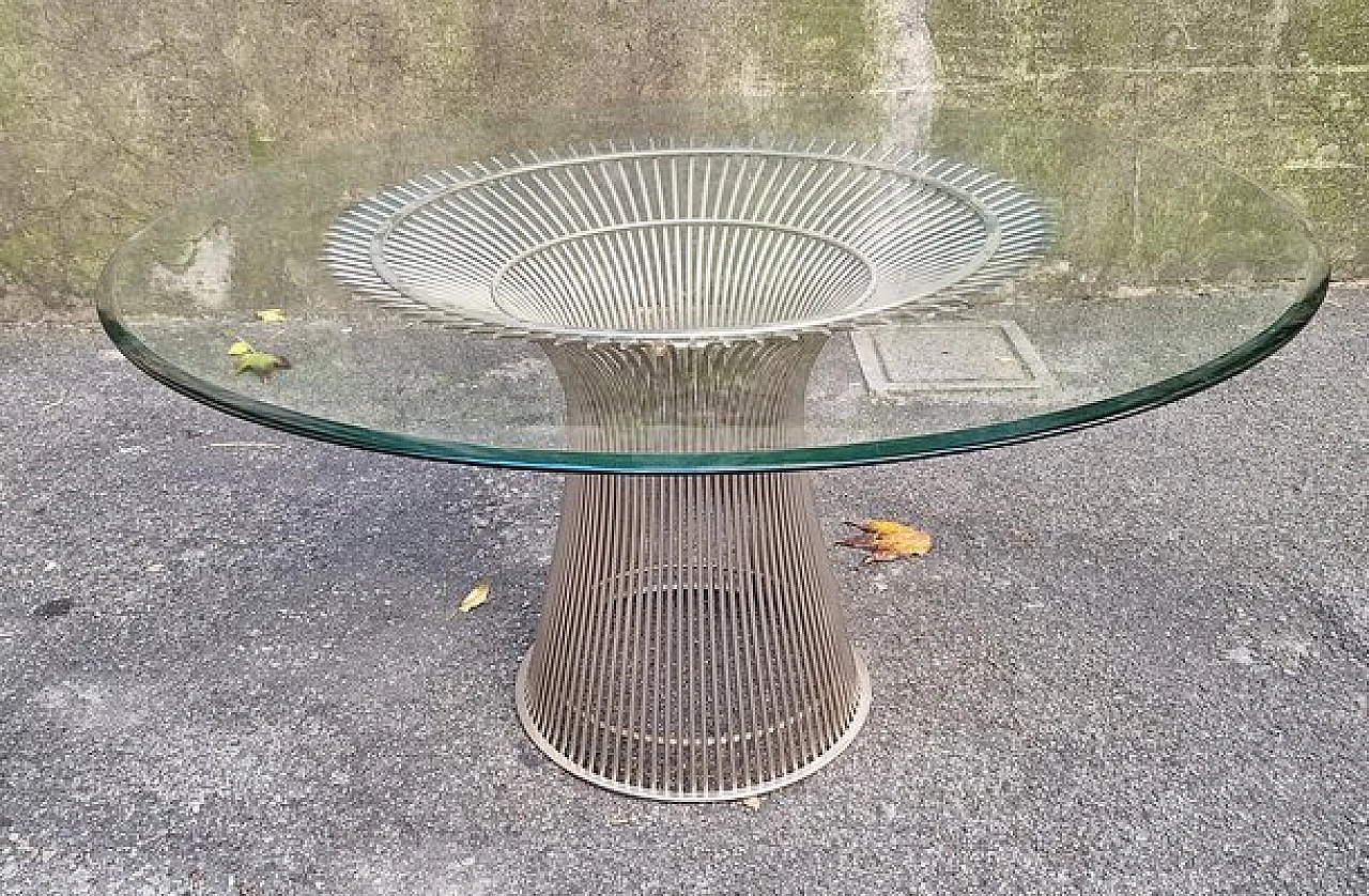 Round table in glass & iron by Warren Platner for Knoll, 1970s 3