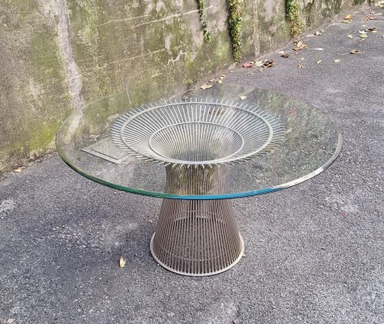 Round table in glass & iron by Warren Platner for Knoll, 1970s 4