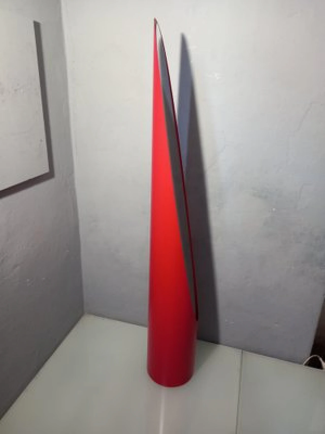 Unghia floor mirror in wood and red pvc, 2000s 3