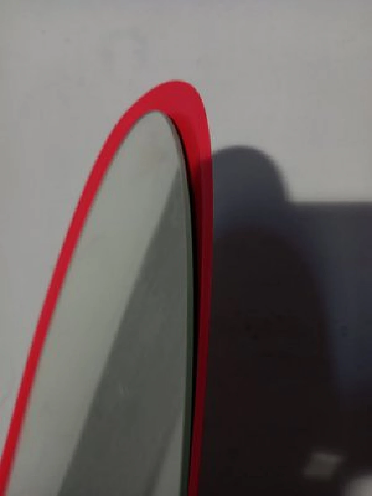 Unghia floor mirror in wood and red pvc, 2000s 9