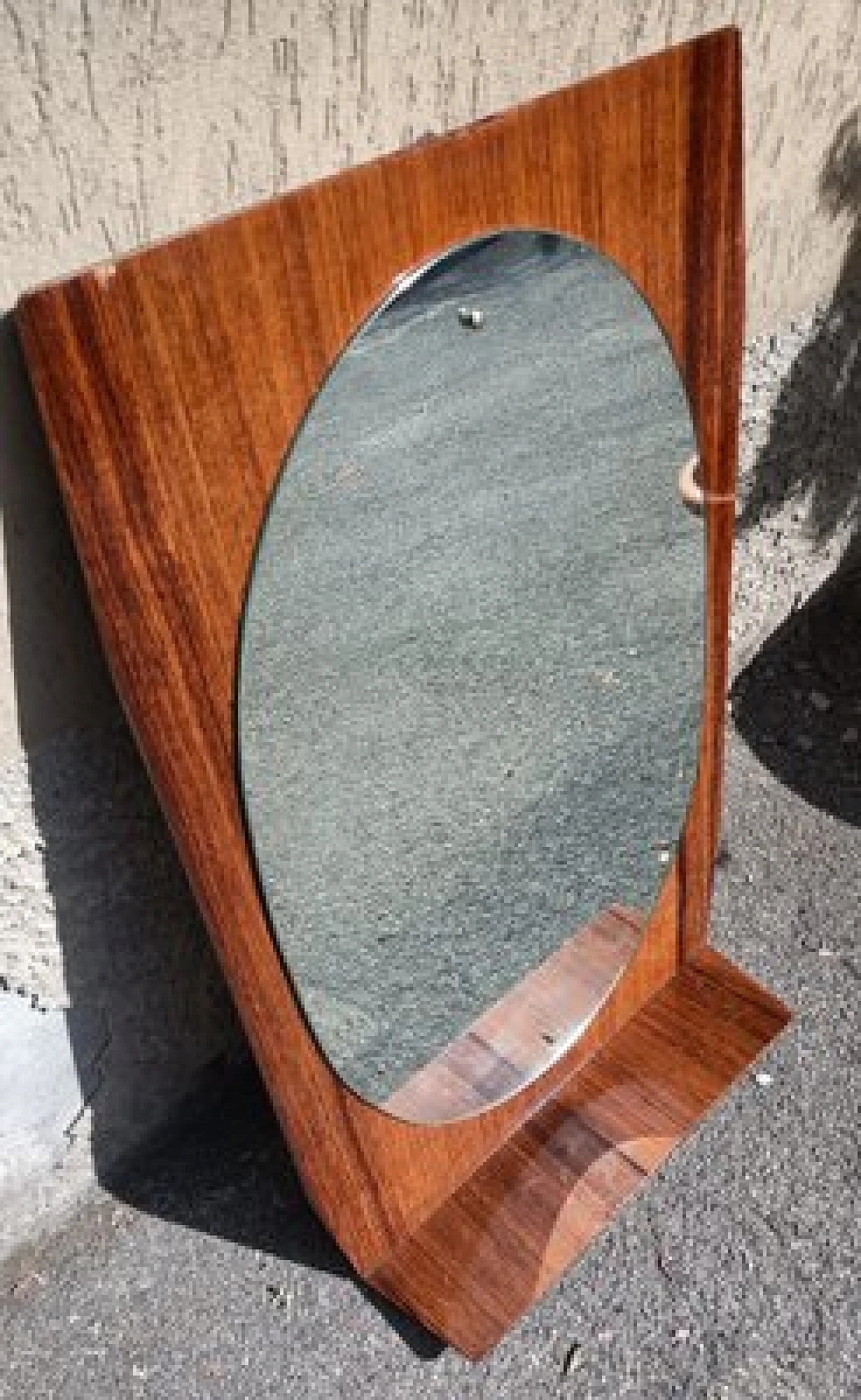 Specchio da parete in legno con mensola, anni '60 2