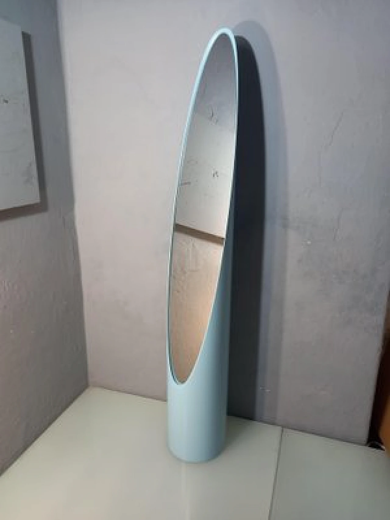 Unghia floor mirror in wood and light blue pvc, 2000s | intOndo