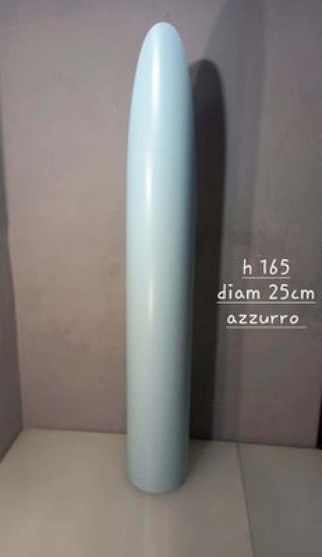 Specchio da terra Unghia in legno e pvc azzurro, anni 2000 3