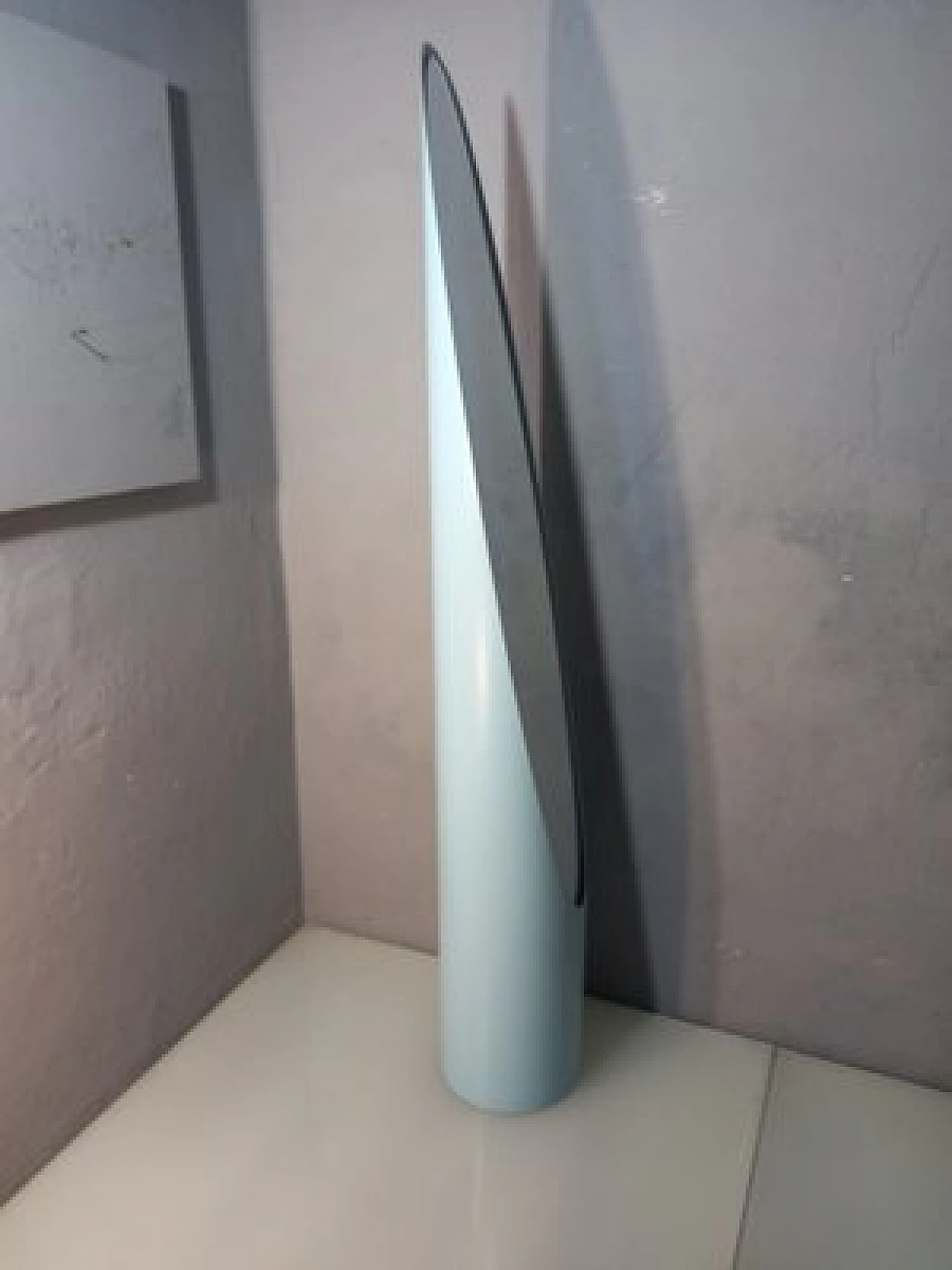 Specchio da terra Unghia in legno e pvc azzurro, anni 2000 7