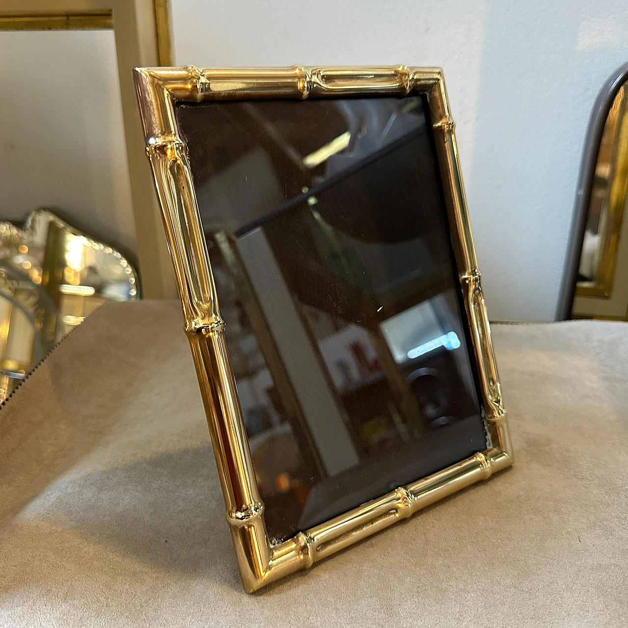 Bamboo-effect brass photo frame, 1950s 8