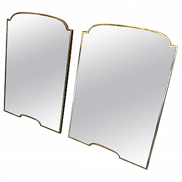 Pair of brass mirrors in the style of Gio Ponti, 1950s