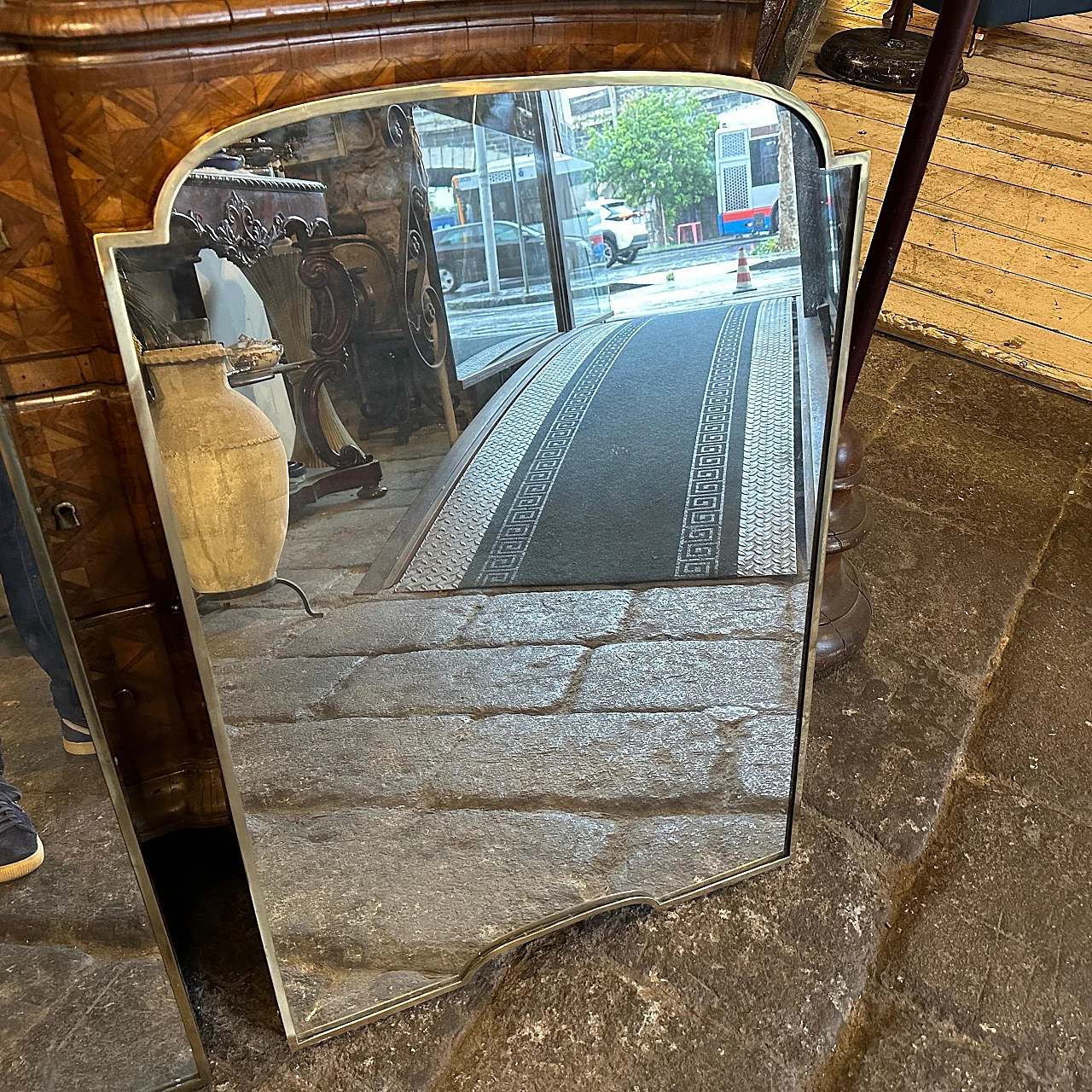 Pair of brass mirrors in the style of Gio Ponti, 1950s 7