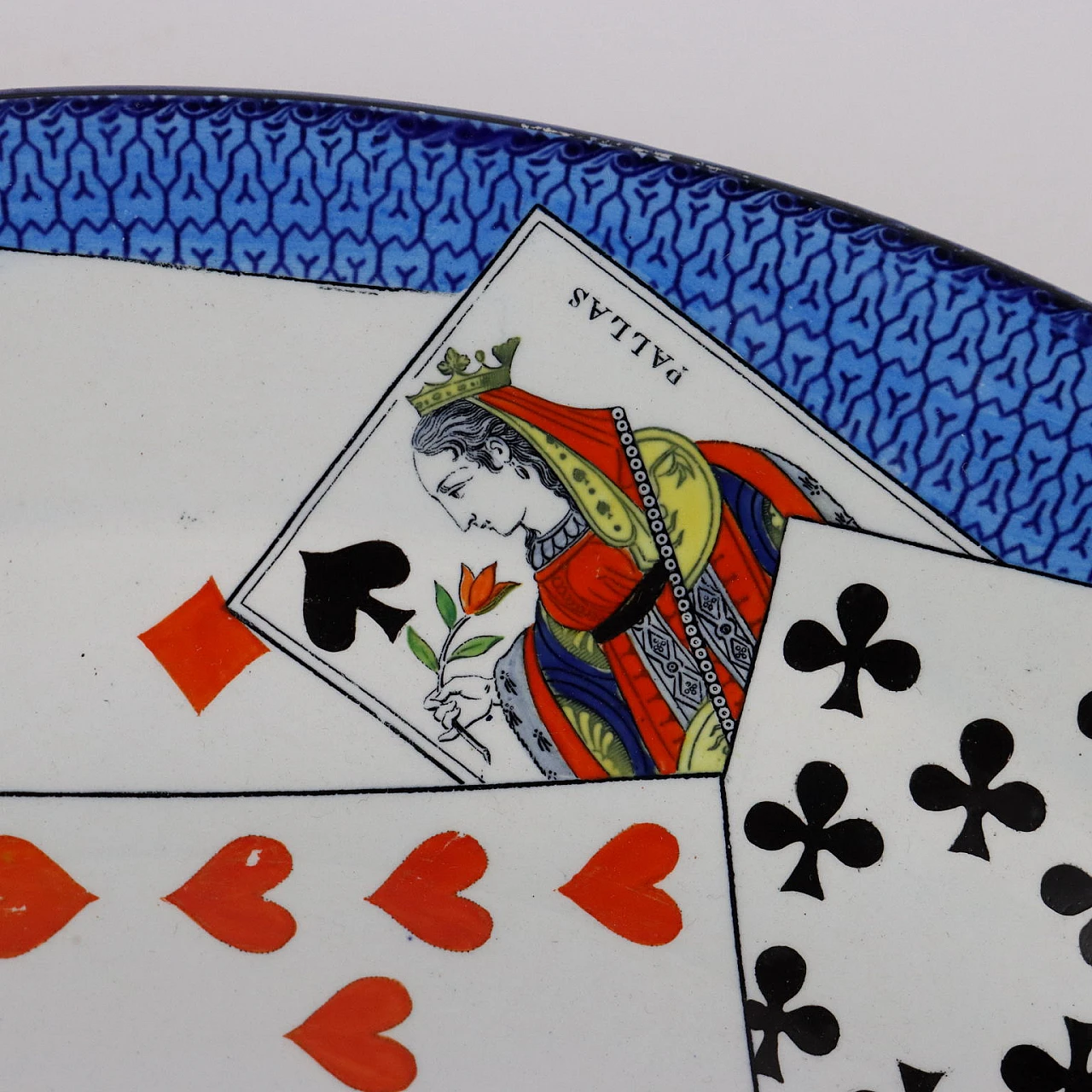 Porcelain plate with playing cards by Creil et Montereau, late