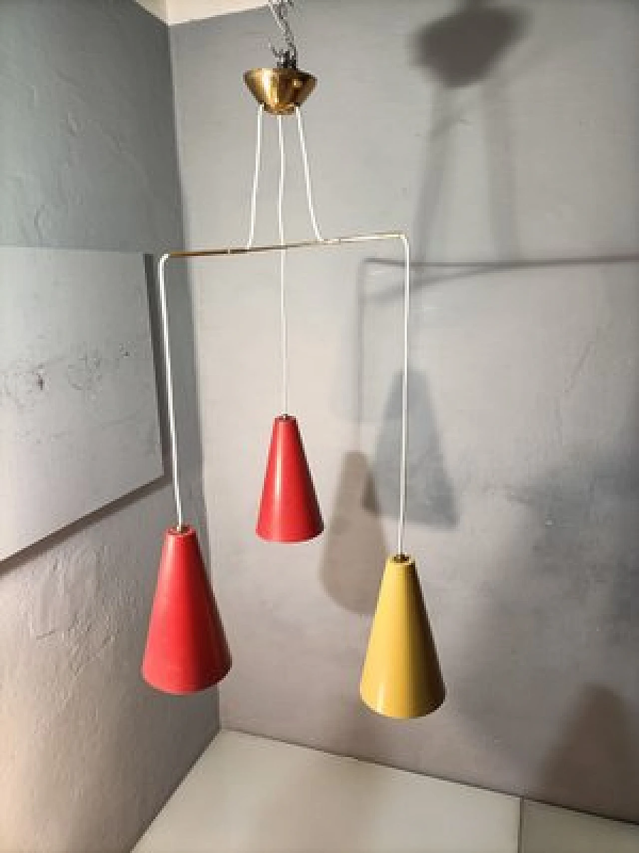 Three-colour chandelier by Stilnovo, 1950s 1