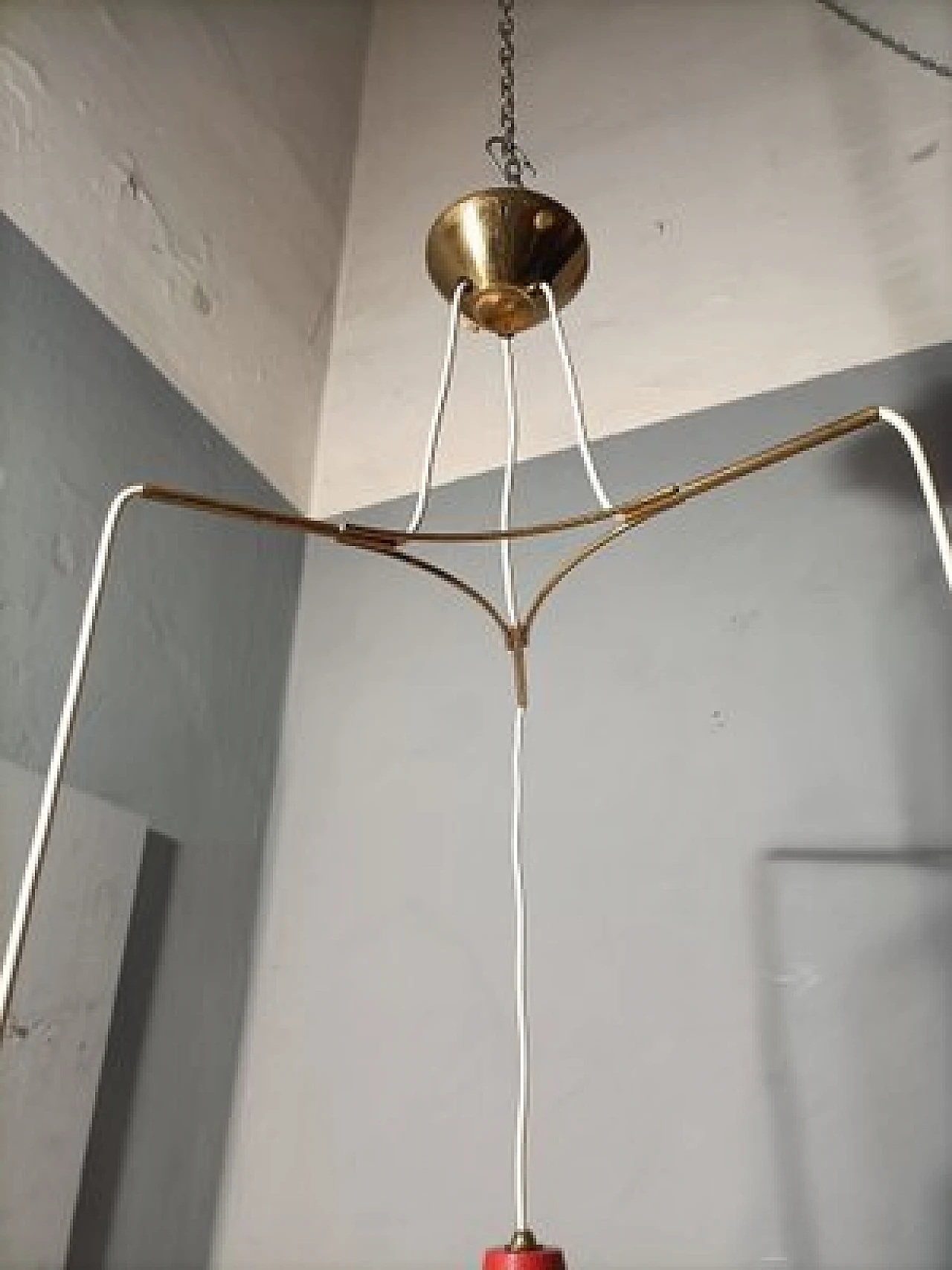 Three-colour chandelier by Stilnovo, 1950s 6