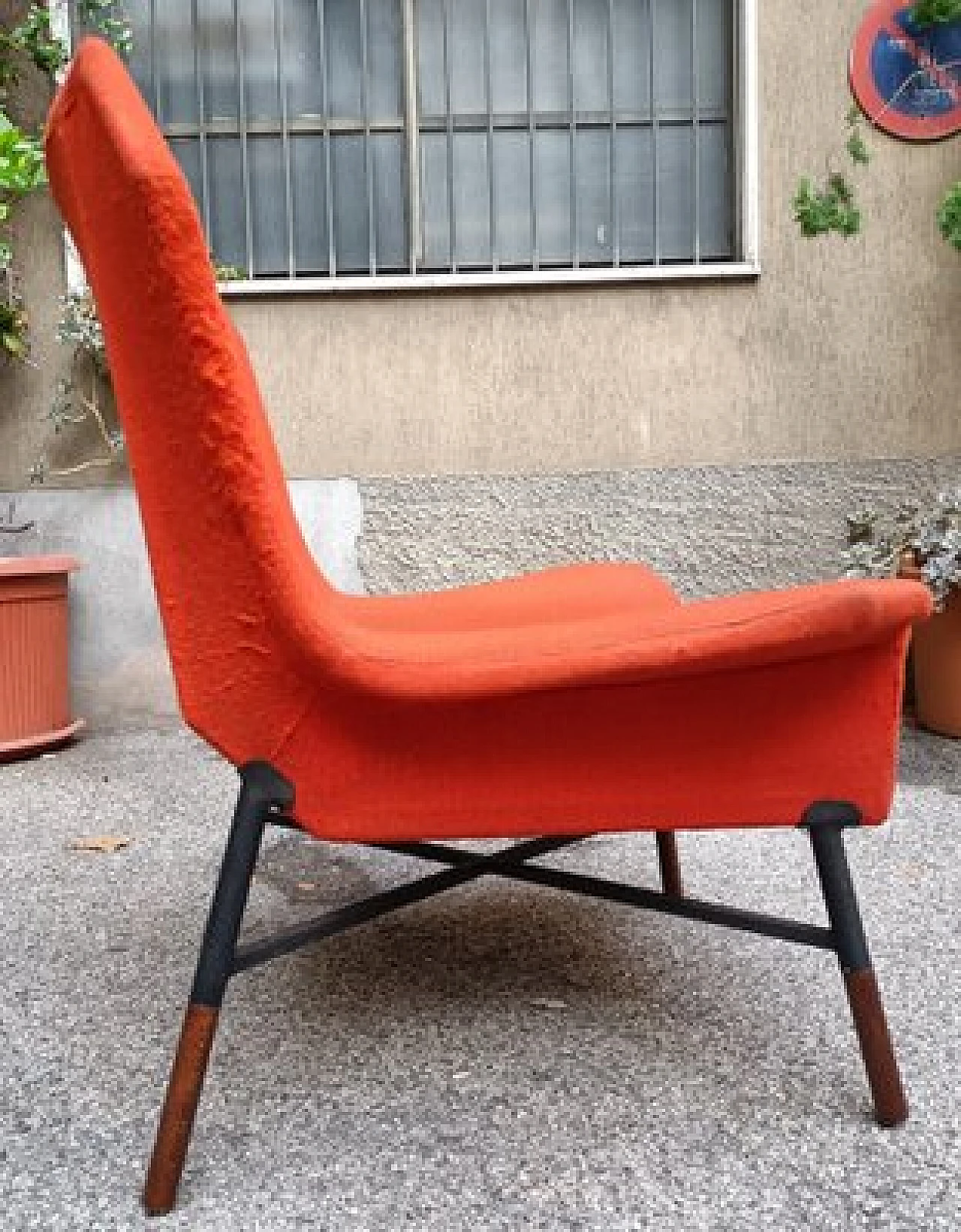 Poltrona Giulietta in tessuto arancione di BBPR per Arflex, 1958 4