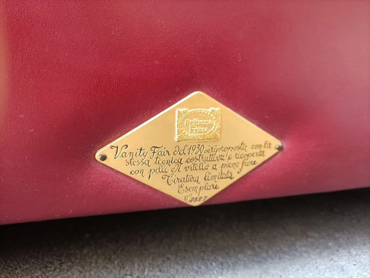 Pair of red Vanity Fair armchairs by R. Frau for Poltrona Frau, 1980s 20