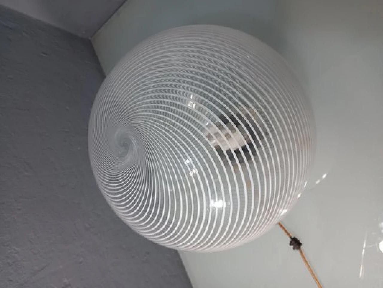 Lampada da tavolo in vetro di Murano retinato di G. Capriolo, anni '60 7