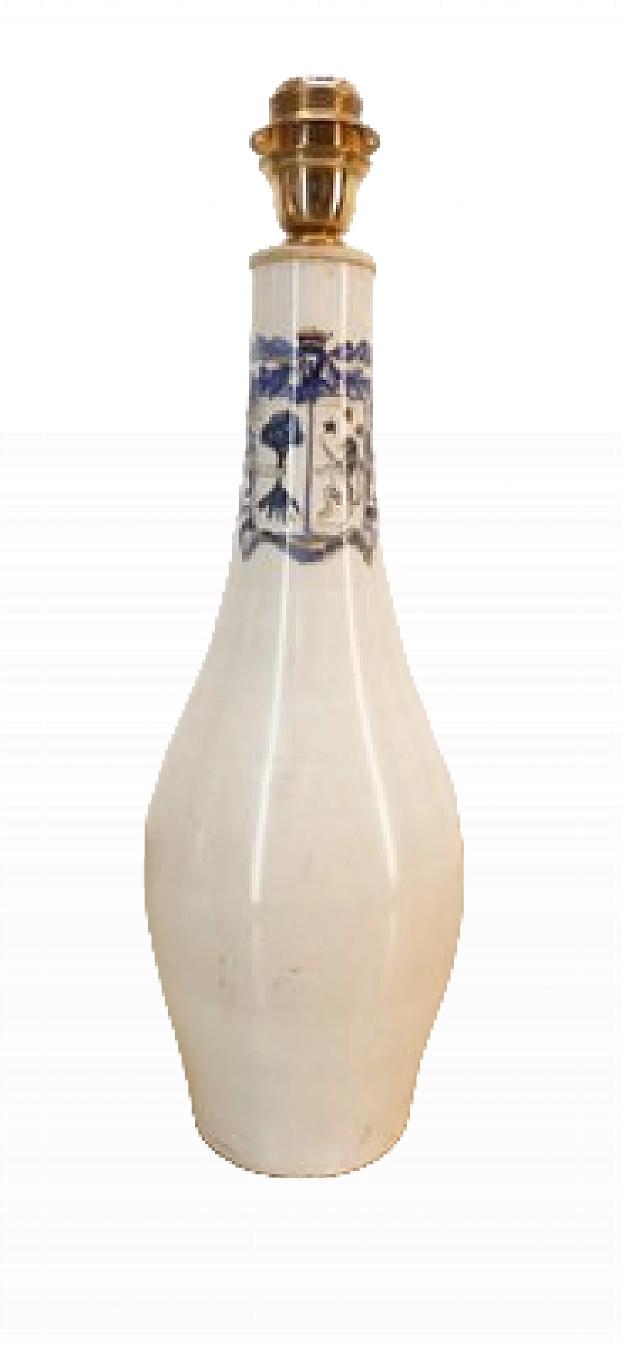 Lampada da tavolo in ceramica con decori blu, anni '80 9