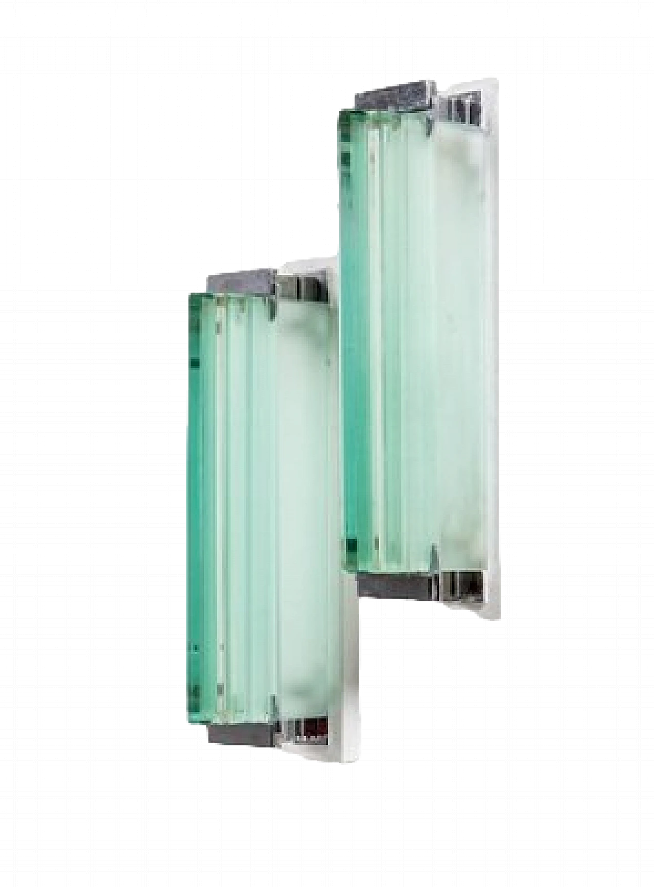 Coppia di Appliques in metallo e vetro di Fontana Arte, anni '40 12