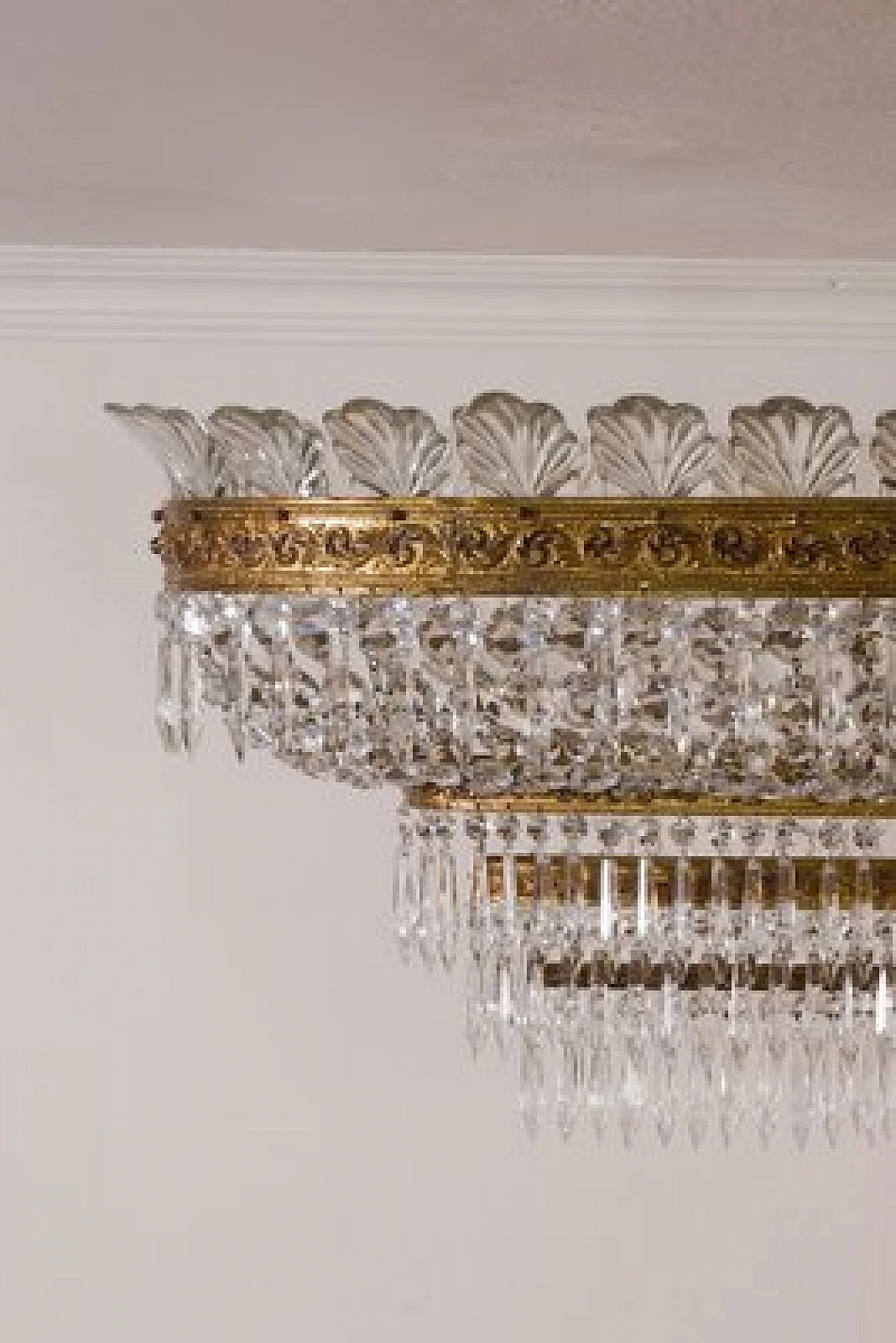 Empire-style oval crystal ceiling lamp, 1930s 4
