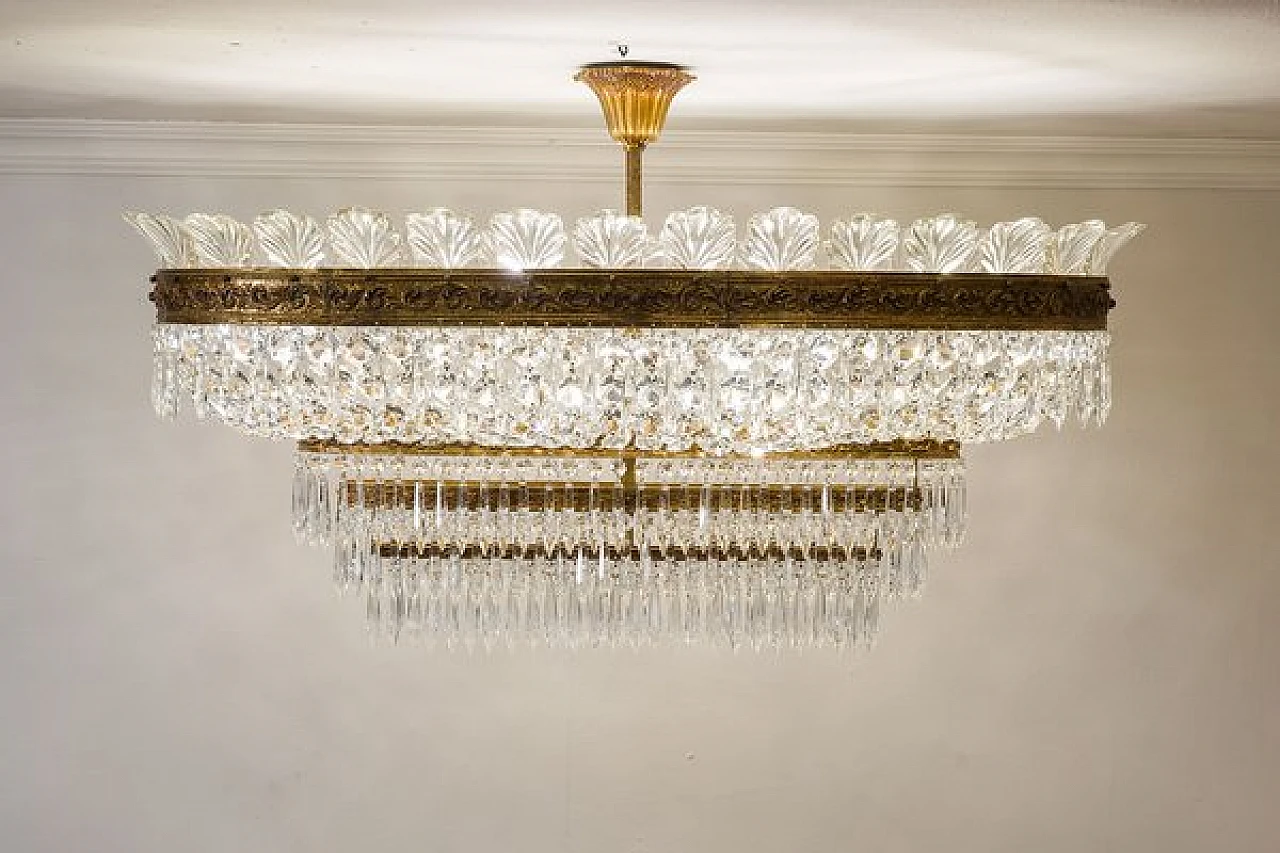 Empire-style oval crystal ceiling lamp, 1930s 5