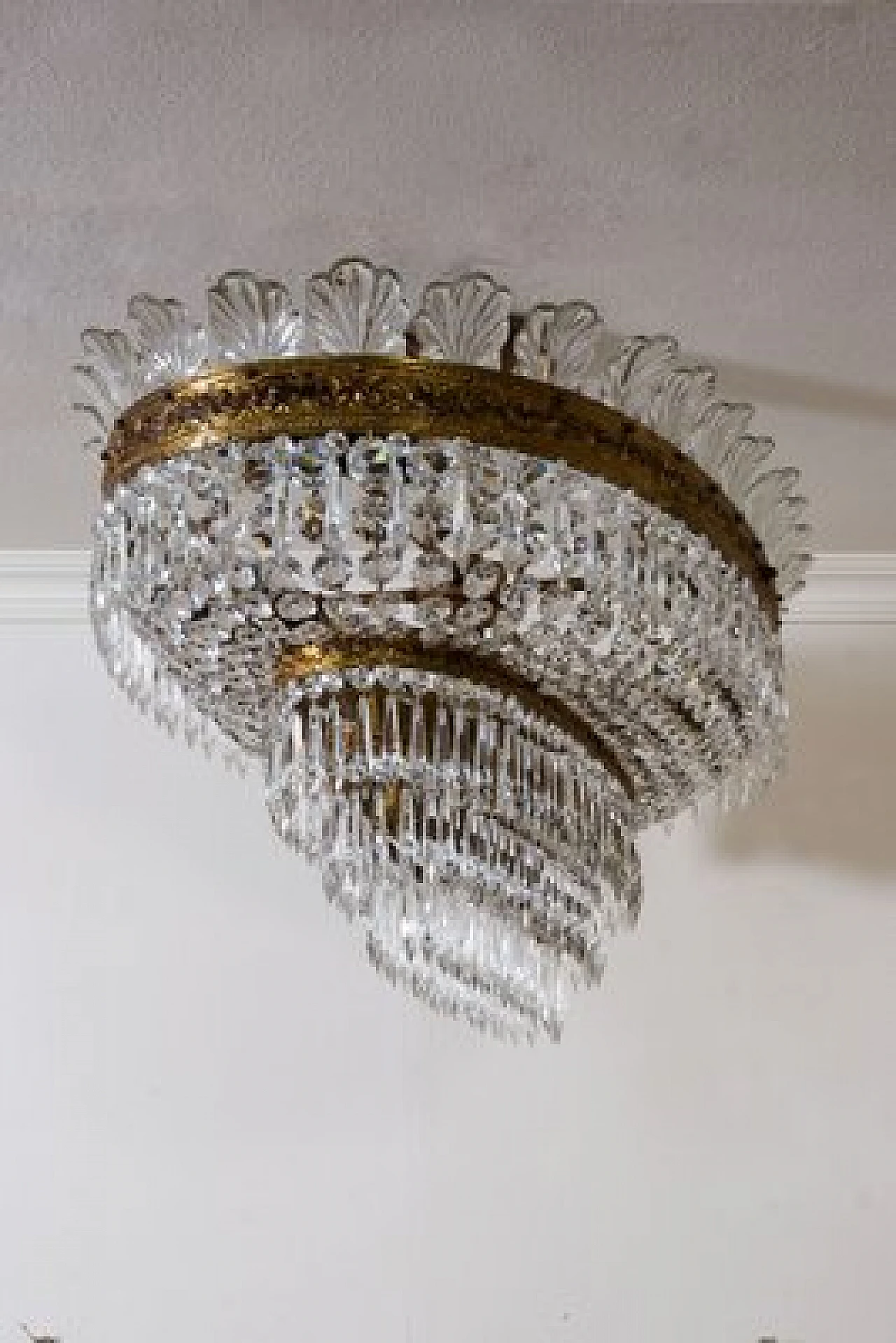 Empire-style oval crystal ceiling lamp, 1930s 6
