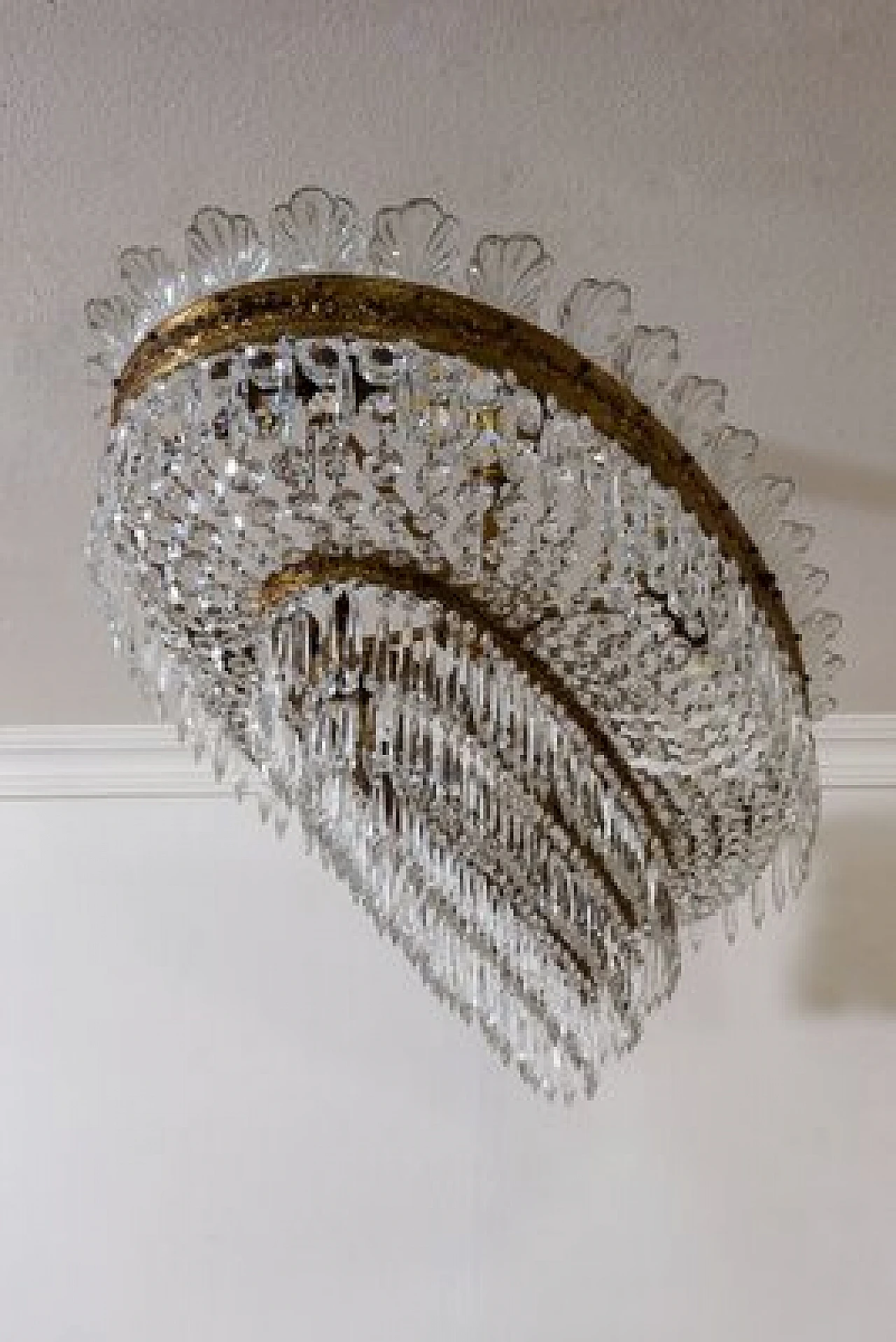 Empire-style oval crystal ceiling lamp, 1930s 8