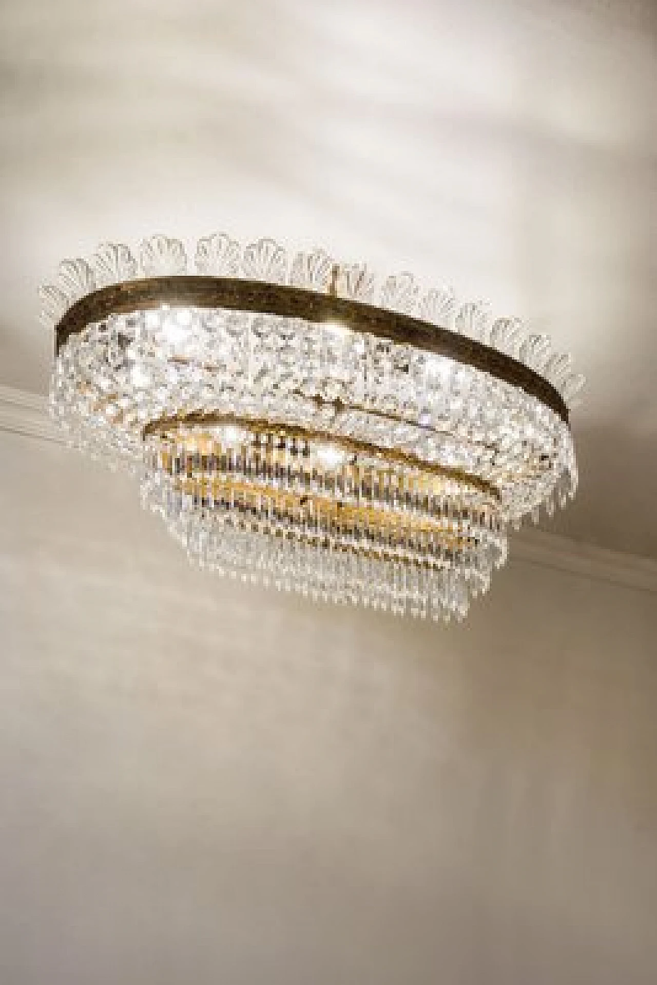 Empire-style oval crystal ceiling lamp, 1930s 9