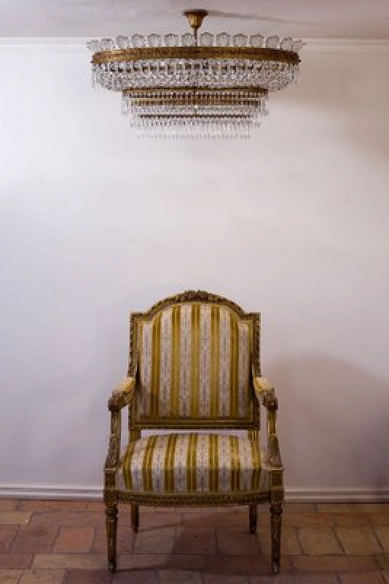 Empire-style oval crystal ceiling lamp, 1930s 10