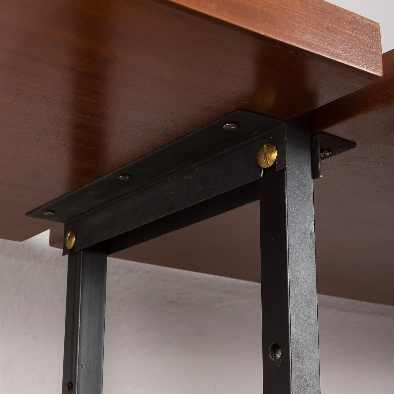 Teak veneered wood and metal bookcase, 1970s 14