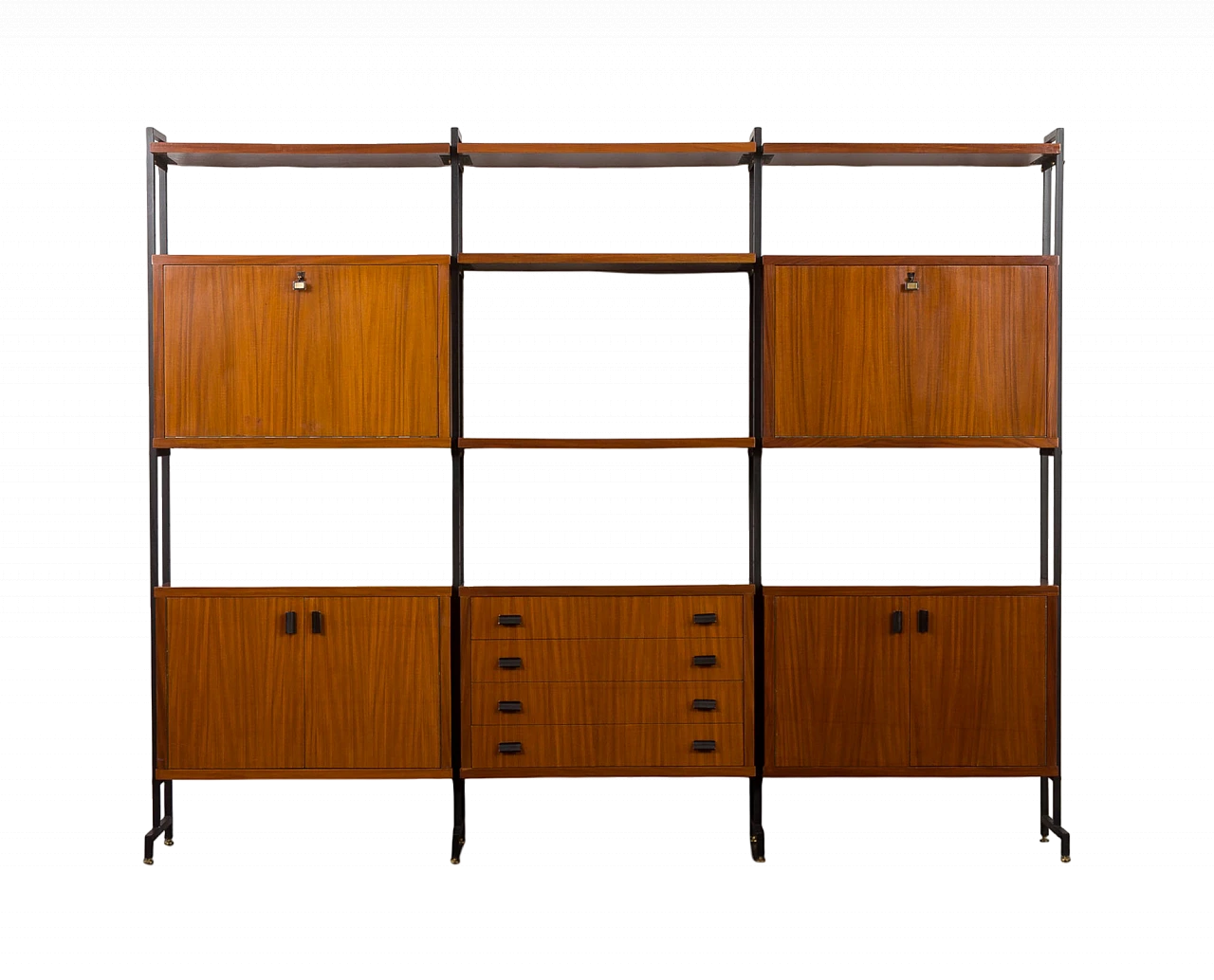 Teak veneered wood and metal bookcase, 1970s 19