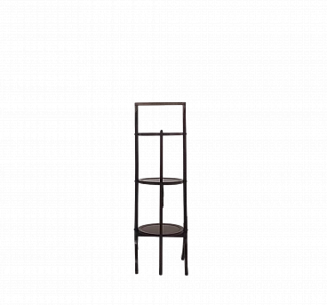 Folding valet stand with shelves in mahogany