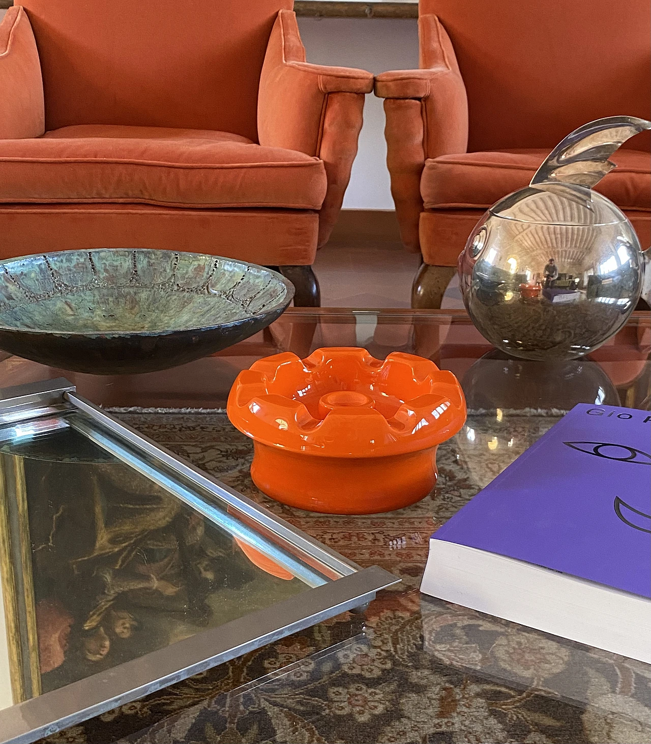 Posacenere in ceramica arancione di Pino Spagnolo per Sicart, anni '70 7